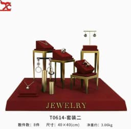 Jewelry Display Frame Necklace Display Window Portrait Wine Red High-Grade Metal Ring Earring Jewelry Display Frame