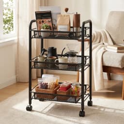 3/4/5Tier Mesh Wire Rolling Cart, Kitchen Storage Organizer Utility Cart Full Metal Basket Storage Art Trolley Carts With Wheels