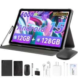 Android 15 Tablet, 2025 10.1inch Android Tablets with Keyboard, 12GB+128GB+1TB Expand, Support 18W Fast Charging 8-Core 6000mAh