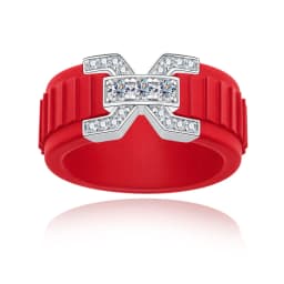 MossanRappr VVS1 Moissanite Silicone Ring 925 Sterling Silver Engagement Ring Rubber Wedding Band Jewelry Gifts for Men Women