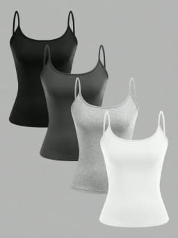 4 pcs Women Solid Color  Camisoles Vest Women Tank Tops Female Summer Sexy Strap Basic Tops Sleeveless Camisole T-shirt