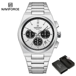 NAVIFORCE Fashion Quartz Watches for Male 3ATM Waterproof Chronograph Clocks Date Display Steel Strap Business Man's Watch Gifts