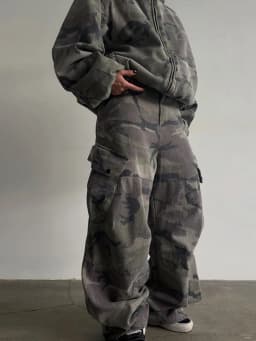 Women Camo Print Hooded Zipper Jacket Elastic Cuff Jacket Cropped Short Length Loose Puffer Winter Warm Winter Street Jackets