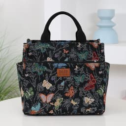 New Arrival Thick Knitted Jacquard Lunch Bag with Large Capacity, Featuring Aluminum Foil Insulation Layer and Zipper Closure