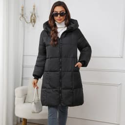 Winter Women's Long Coat Windproof Warm Padded-Cotton Coat Simple Loose Hooded Parkas Fashion Plaid Quilted Jackets for Woman