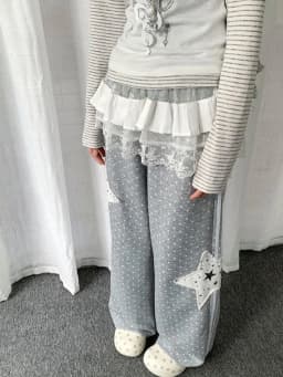 Y2k Aesthetics Preppy Style Straight Pants Polka Dot Star Patchwork Casual Pantalones Mujer Punk Harajuku Loose Women's Clothing