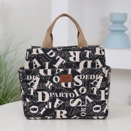 New Arrival Thick Knitted Jacquard Lunch Bag with Large Capacity, Featuring Aluminum Foil Insulation Layer and Zipper Closure