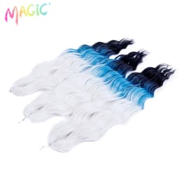 Magic 24Inch 3PCS Loose Wave Synthetic Crochet Hair Bundles Copper Red Heat Resistant Hair Extensions For Women Braiding Styling