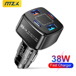 MZX 60W Smart Car Charger PD Type C Quick Dual USB A Fast Charging 12V 12 V Volt Cigar Lighter Ultra QC Charge Mobile Cell Phone