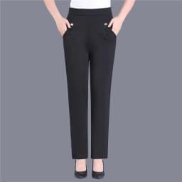 Plus Size Casual Women Elastic Basics Pencil Pants Straight Trousers OL Candy Colors High Waist Ankle-Length Pants Middle-aged