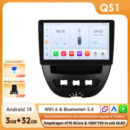 Snapdragon 8Core Android 14 Car Radio For Peugeot 107 Toyota Aygo Citroen C1 2005 - 2014 wireless CarPlay Android Auto 4G BT5.4