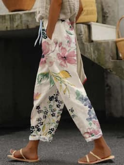 Ladies New Hot Plus Size Printed Simple Roll-up Casual Pants Streetwear Women PantsNine-minute Pants Breathable CoolSummer