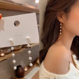 Trend Simulation Pearl Long Earrings Female Moon Star Flower Rhinestone Wedding Pendant Fashion Korean Jewelry Wholesale