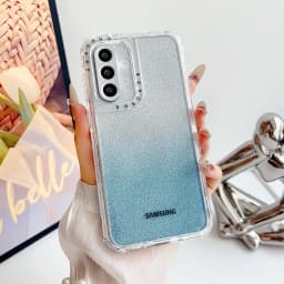 3 in 1 Bling Glitter Clear Shell Samsung Galaxy S25 S23 Ultra S24 S22 Plus S21FE A55 A35 A25 A15 A56 A14 A72 71 A52 A51 Case