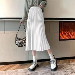 Women Summer Solid Pleated Satin Long Skirt Korean New Fashion Ladies Work Casual Elastic High Waist A Line Party Loose Skirts
