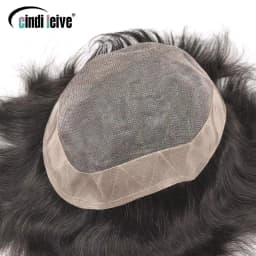 8x10" Breathable Fine Mono With NPU Toupee For Men Human Hair Piece Natural Black Male Wig Toupee Men's Replacement Systems