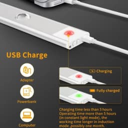 Night Light With Motion Sensor Rechargeable USB LED Strip Lights For Bedroom Bedside Table Kitchen Cabinet Lamp