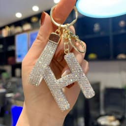 Full Rhinestone 26-Letter Keychain, Bling Car Key Ring & Sparkly Bag Charm - Perfect Small Gift