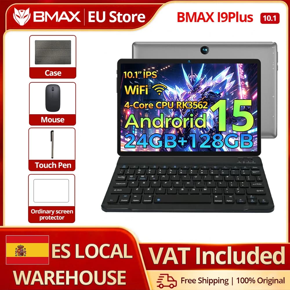 Bmax I9 Plus 10.1-Inch Tablet (4+20)Gb Ram 128Gb Rom Rockchip Rk3562 Android 15 Wifi 6 Bluetooth 5.4 6000Mah Type-C
