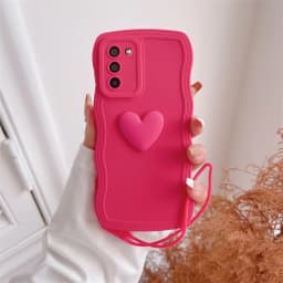 S 24 23 22 21 Love Heart Wavy Silicone Case For Samsung Galaxy S23 S21 S20 Fe S24 S22 Plus Ultra S10 S9 Lanyard Cover Note 20 10