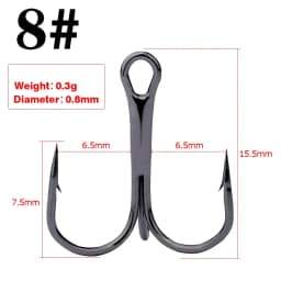 20 Pcs/Lot Overturned Treble Hook High Carbon Steel Black Fishing Hook 2/4/6/8/10/12# for Lure Triple Hooks Pesca Fishing Tackle