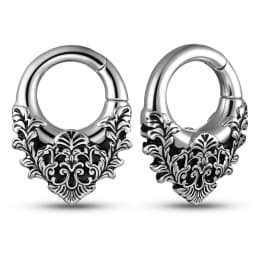 Casvort 2PCS Stainless Steel Ear Weights Hanger for Pierced Ears 4G 5mm Magnetic Clicker Ear Gauges Vintage Flower Vines Pattern