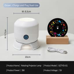 360° Rotating Dynamic Night Light USB Rechargeable LED Ocean Projector Lights Adjustable Ambient Lamp for Game Living Room Decor