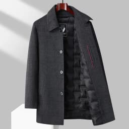 2026 new arrival winter removable down liner wool coat,mens fashion thicken warm parkas trench coat casual woolen jackets men