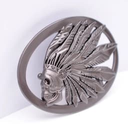 Men Punk Biker Heavy Quality Cool Black Indian Head Skull Dress Belt Buckle DIy Leathercraft Buckle Fits 40mm Strap
