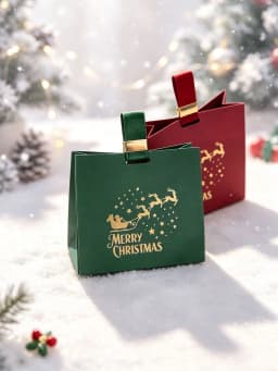 20pcs Santa Claus Sled Reindeer Hand-Held Gift Bags Red And Green Christmas Party Candy Small Gift Decoration Packaging