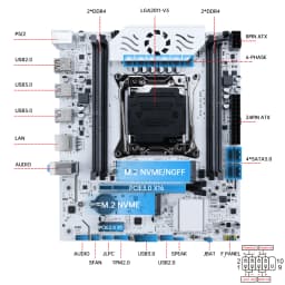 MOUGOL X99 Motherboard Kit C612 Chip with E5 2680 V4 CPU & DDR4 16G (2*8G) 2133MHz Memory NVME PCIE3.0 SATA3.0 for Desktop Host