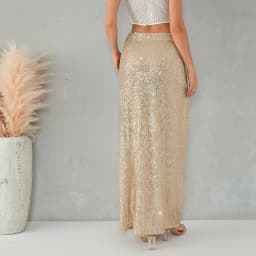 Autumn Solid Color Sequins Long Skirts Women Low Waist Party Skirts Fashion Casual Skirts Streetwear