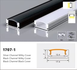 0.5m U/W Style LED Aluminum Profile Black Silver Channel Holder PC Cover Bar Lamp For Cabinet Closet Decor Linear Strip Light