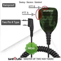 Baofeng UV-13Pro Waterproof Microphone Shoulder Speaker UV-9R PRO 2 Pins for Walkie UV-5R/UV-82/UV-16/TH UV8000D Two Way Radio