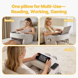MCQ Ergonomic Curved Reading Pillow with Cup Holder Memory Foam With Cooling Breathable Cover Ergonomic Neck Pillow Comfort Removable Washable Cover Design For Home Bedroom