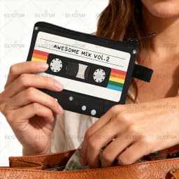 Cute Tape Cassette Case Graphic Print Coin Purses Women Men Wallet ID Credit Card Lipstick Key Storage Bag Money Coin Bag