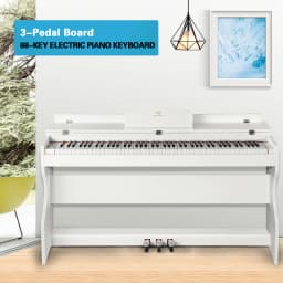 MUSTAR Digital Piano 88 Keys Semi Weighted keyboard Electric Piano Set with 3 Pedals Ideal Entry Level Set Black Wood Optics