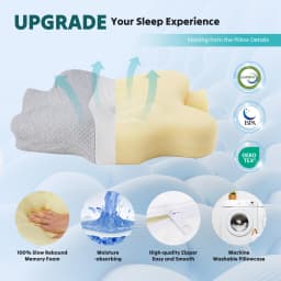 MCQ Ergonomic Side Sleeper Pillow Memory Foam With Cooling Breathable Cover Ergonomic Cervical Pillow Comfort for Contour Support for Bed Sleeping Removable Washable Cover Design For Home Bedroom