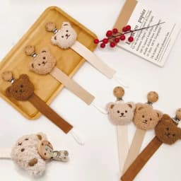 1/2pcs Baby Pacifier Chain Clips Holders Anti-drop Chain Cartoon Stuffed Bear Teething Clips Teether Toy Soother Pacifier Strap