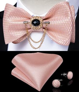 Exqusite Men's Self-tie Bowties Wedding Neck Ties For Man Accessories Cufflinks Hanky Brooch Set Red Black Yellow Blue Bowtie