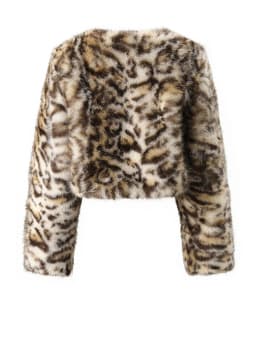 [EAM] Pattern Short Elegant Faux Fur Jacket New Round Neck Long Sleeve Women Coat Fashion Tide Autumn Winter 2026 CPG6814