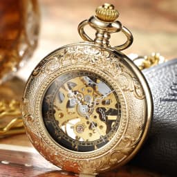 Luxury Pocket Watch with Chain for Man Mechanical Skeleton Roman Numeral Quality Engraved Clock Pocket Watches for Women Lady