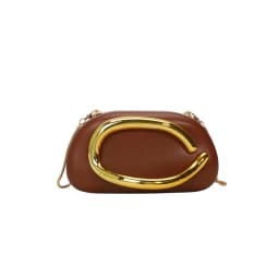 Women PU Leather Trendy Clutch Purses Solid Color Metal Decoration Evening Bag Hand-held Shoulder Clutch Bag for Wedding Party
