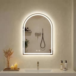 JHK Arched LED Bathroom Vanity Mirror for Wall Backlit Mirror with 3-Color Lights Memory Function Tempered Glass For Living Room