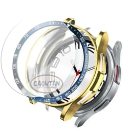 Tempered Glass+Bezel+Case For Samsung Galaxy Watch 6 Classic 43mm 47mm Cover TPU Bumper All-Around Protector Clear Screen Bezels