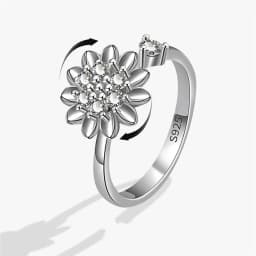2026 Fashion Beads Anxiety Ring Fidget Spinner Rings Korea Crystal Butterfly Flower Star Moon Ring Anti Stress Jewelry Gift