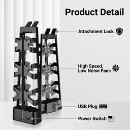 Cooling Fan for PlayStation 5 Console Disc and Digital Editions High-Speed Silent Fan with LED Light for PS5 Accessories