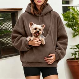 Unisex Fall And Winter Casual Fleece Solid Color Pet Pocket Hooded Sweatshirt Funny Pullover Women Sweatshirt