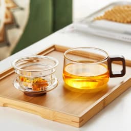 200/400ml Glass Tea Cup With Infuser Steeper And Lid For Loose Leaf Tea Wood Handle Blooming Tea Diffusers Filter Mug Teaware