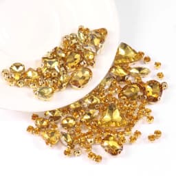 130pcs/lot Gold Claw Setting Glass Rhinestone Mixed Shape Sew On Crystal Stone Diamond for Wedding Dress Shoes Bags DIY Trim